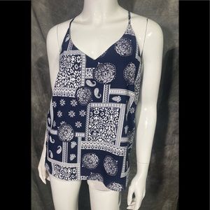 T Tahari nightlife bandana print top